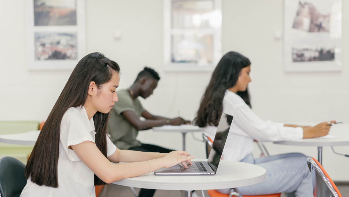 Students working on laptops