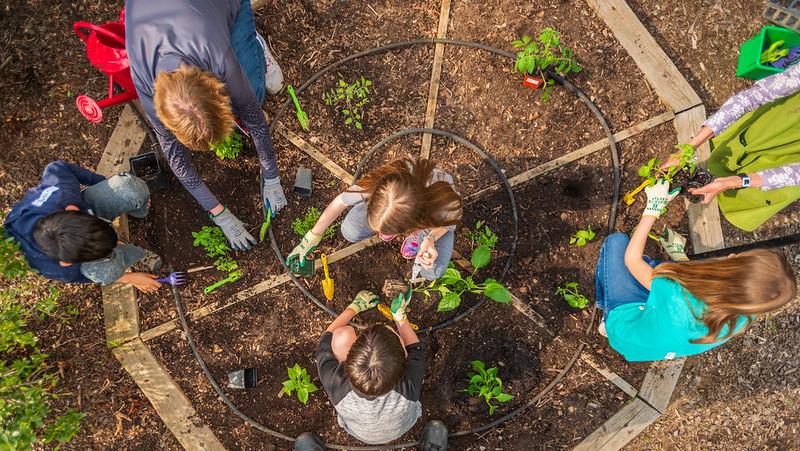 Tweens working in Enchanted Garden 