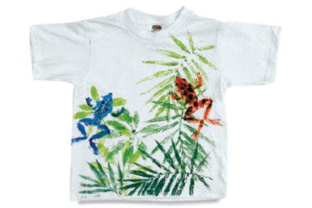 white t-shirt printed with gyotaku design