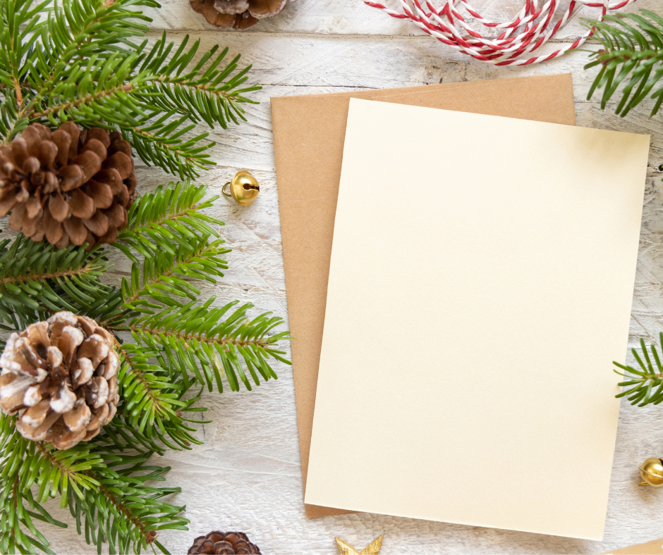 blank card with pine branch