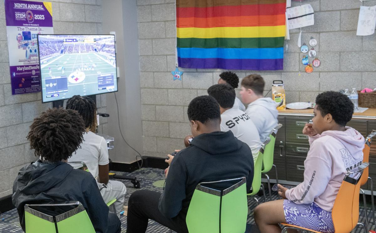 teens playing video games