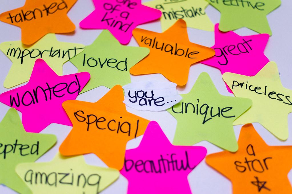 Multicolored stars with words of affirmation - Creative Commons