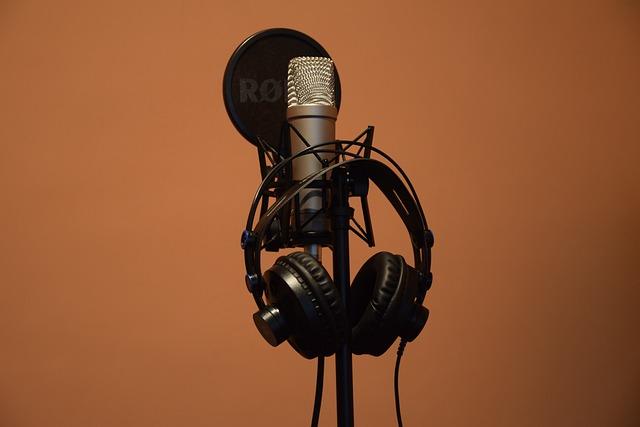 microphone and headphones on a stand