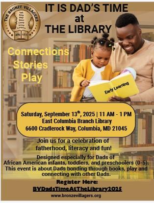 It is Dad's time at the Library with Bronze Villagers