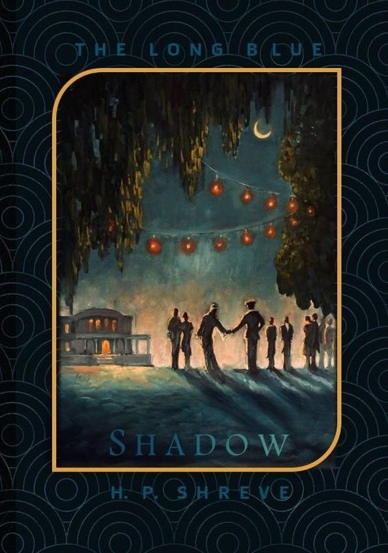 a black - blue sky with black silhouettes of men shaking hands