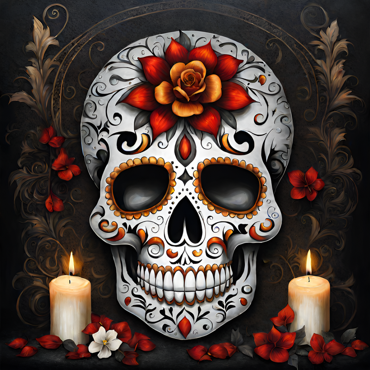 sugar skull in fall colors