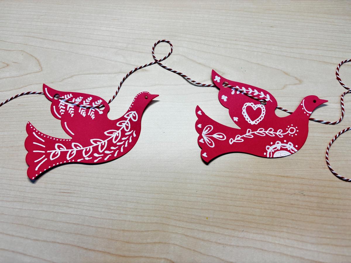 red paper Nordic bird garland